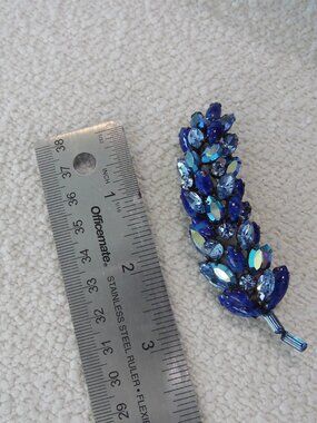 Regency Brooch Art Glass & Rhinestones Signed